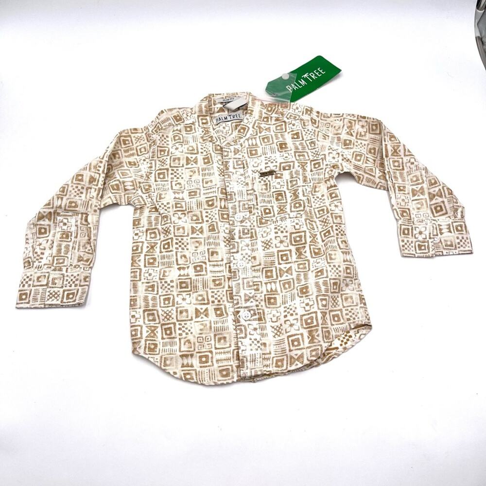 NEW Palm Tree kids cotton and linen button-down slim fit shirt size 2